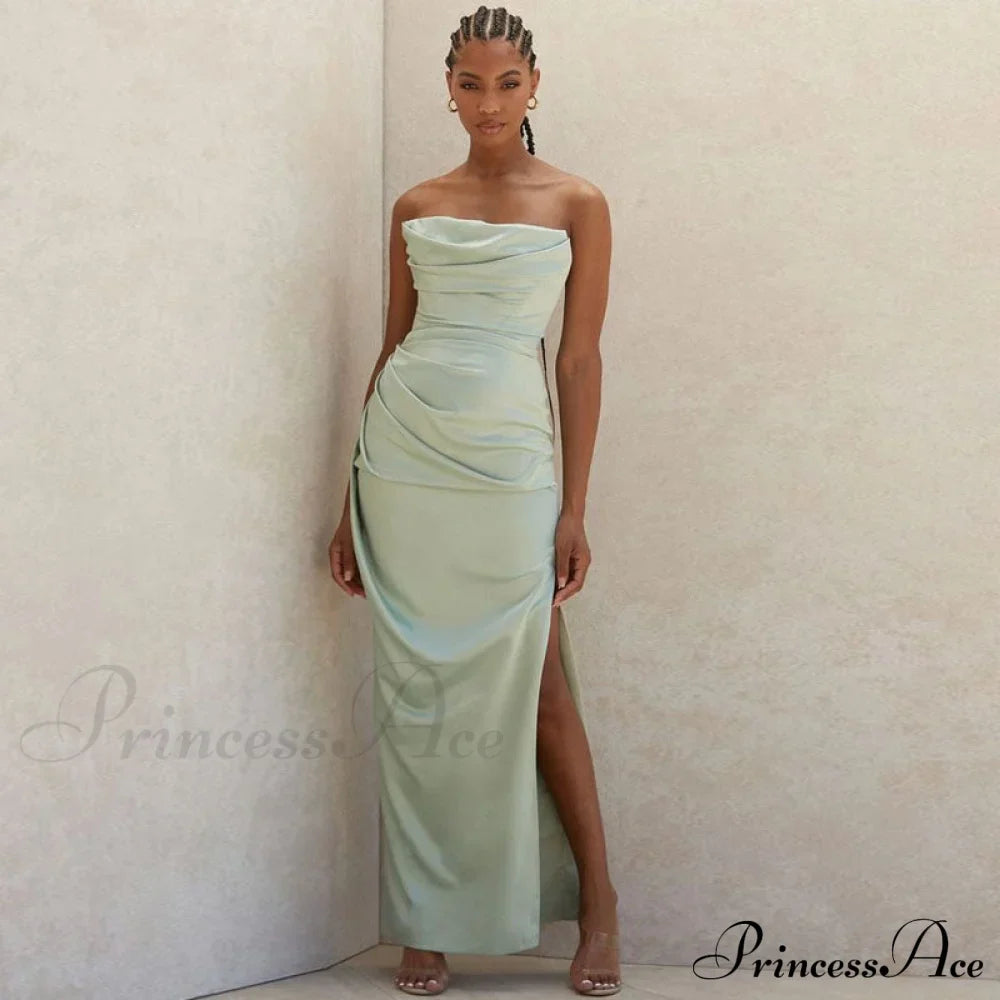Cowl Neck Strapless Slit Modern Maxi Evening Dress - Black image 1