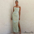 Cowl Neck Strapless Slit Modern Maxi Evening Dress - Black image 1