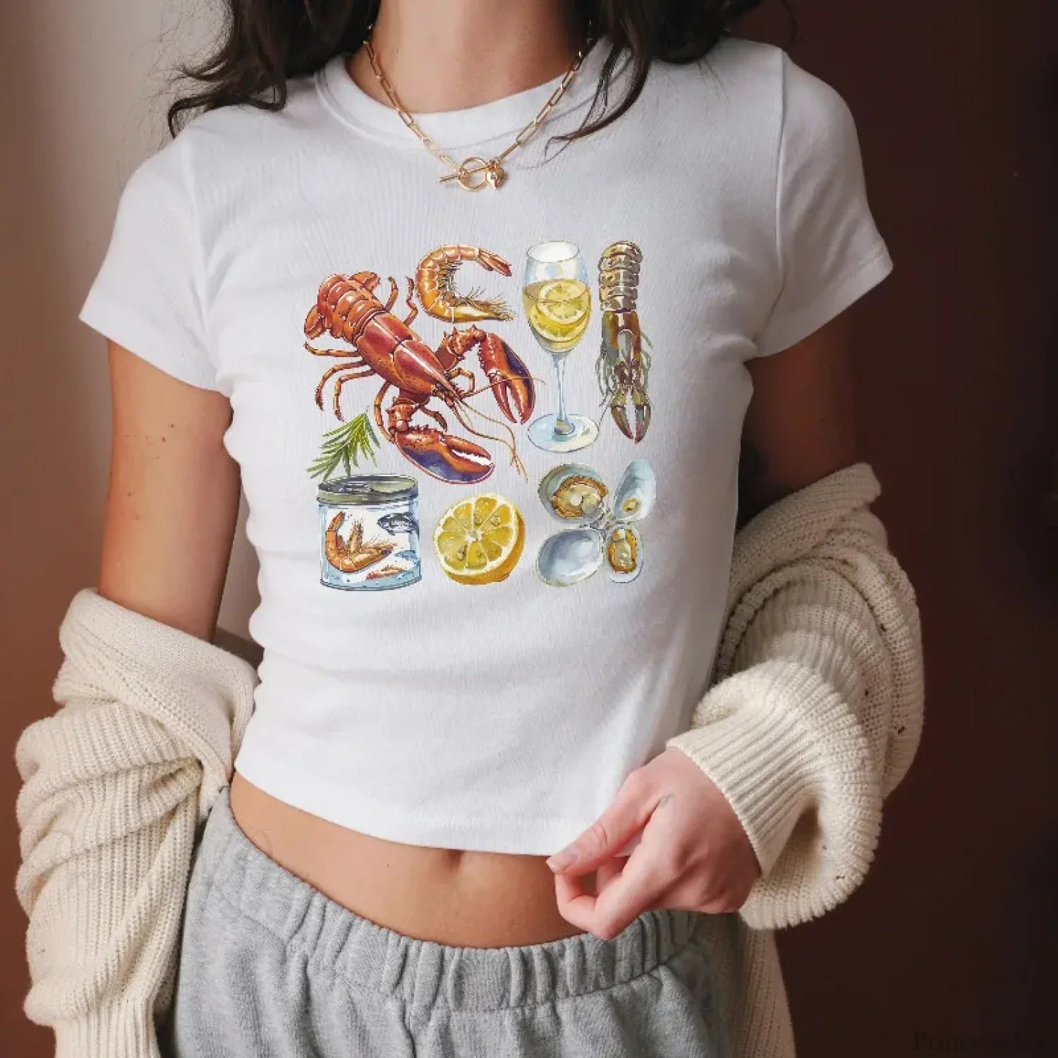 Cray Printed Gothic Crop Top T-shirt image 4