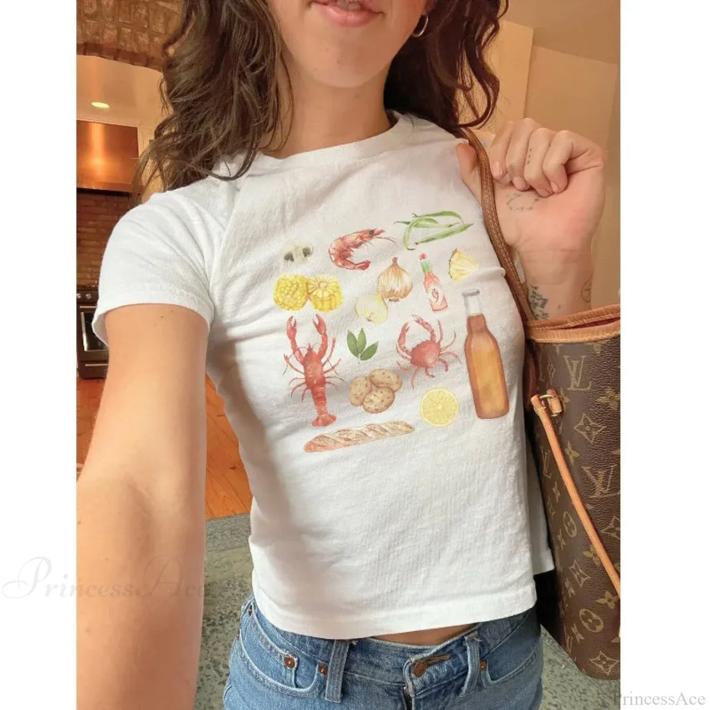 Cray Printed Gothic Crop Top T-shirt image 1