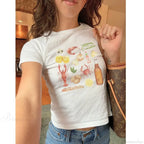 Cray Printed Gothic Crop Top T-shirt image 1