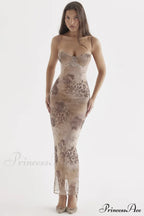 Cream Floral Stylish Print Maxi Dress image 4
