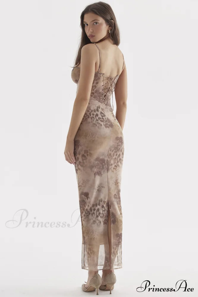 Cream Floral Stylish Print Maxi Dress image 6