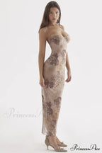 Cream Floral Stylish Print Maxi Dress image 5