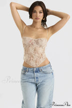 Cream Paisley Stylish Lace Top image 6