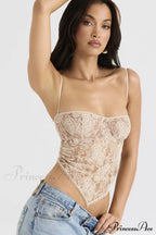 Cream Paisley Stylish Lace Top image 4
