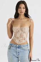 Cream Paisley Stylish Lace Top image 3