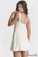 Cream White Stylish Mini Dress image 2