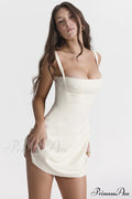 Cream White Stylish Mini Dress image 1