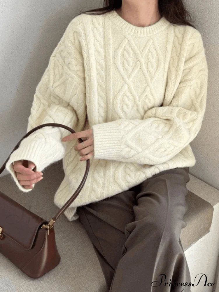 Warm Soft High-neck Loose Knit Sweater image 1