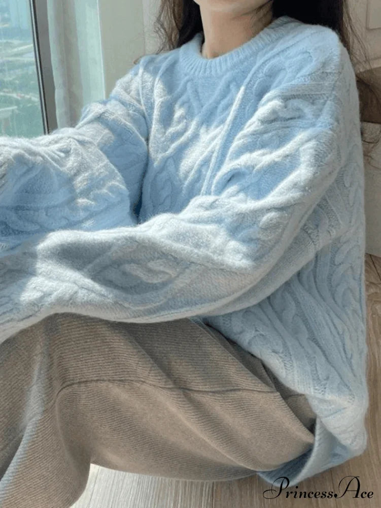 Warm Soft High-neck Loose Knit Sweater image 5