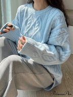 Warm Soft High-neck Loose Knit Sweater image 3