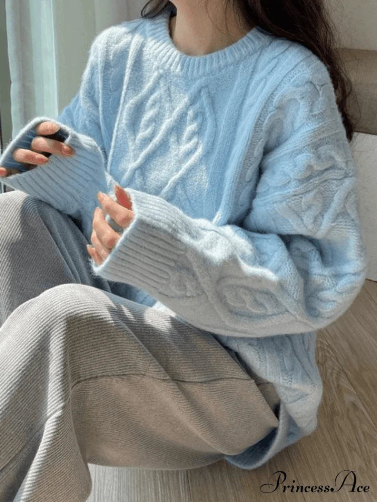 Warm Soft High-neck Loose Knit Sweater image 3