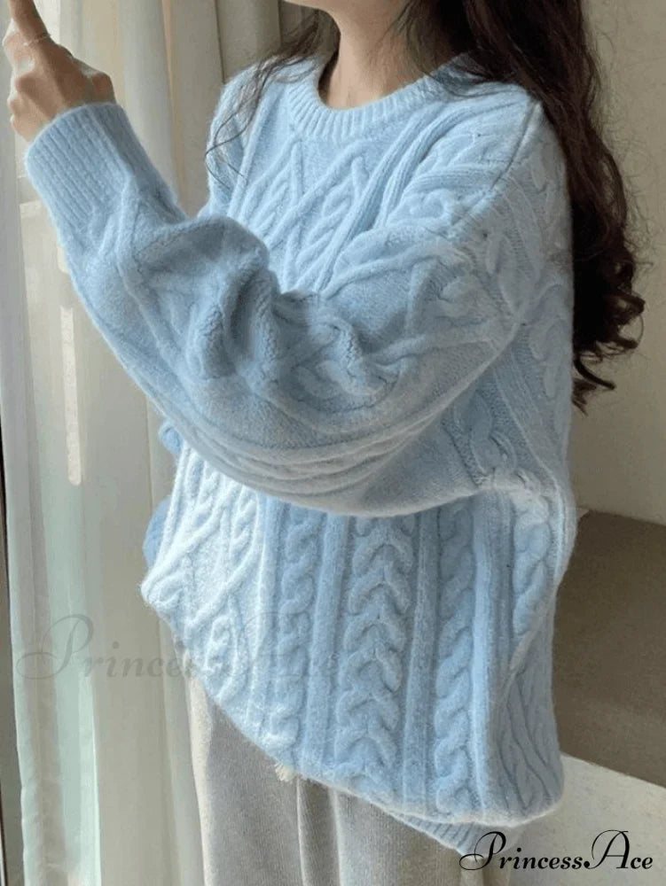 Warm Soft High-neck Loose Knit Sweater image 4