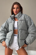 Crescent Print Allover Jacquard Relaxed Stand Collar Coat image 1