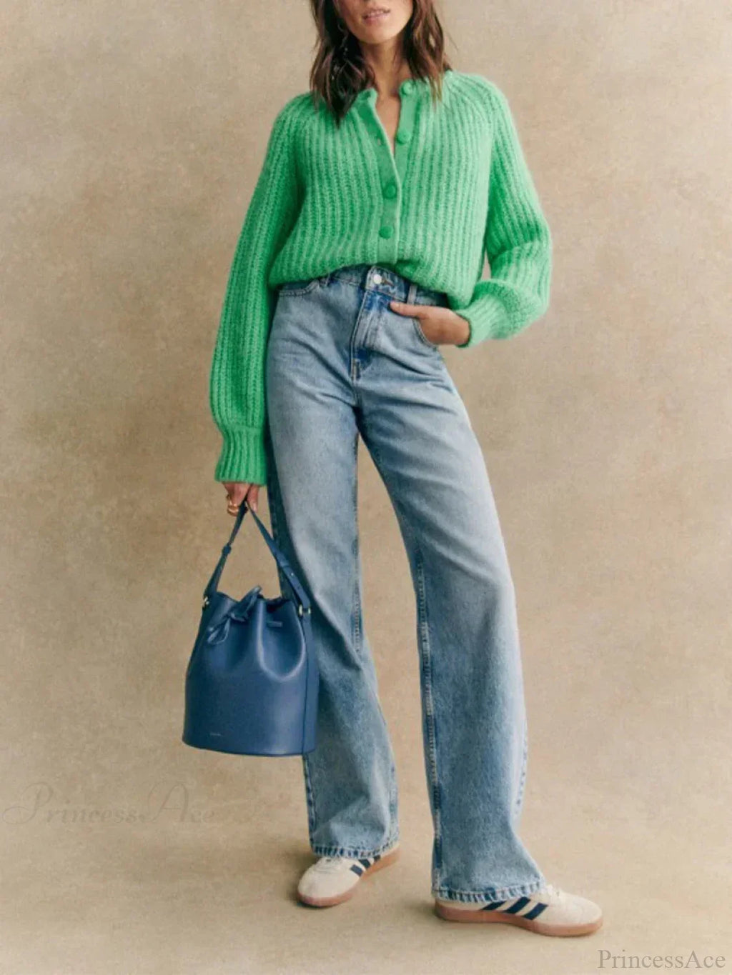 Crew Neck Button-Down Knit Cardigan image 4