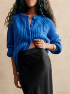 Crew Neck Button-Down Knit Cardigan image 1
