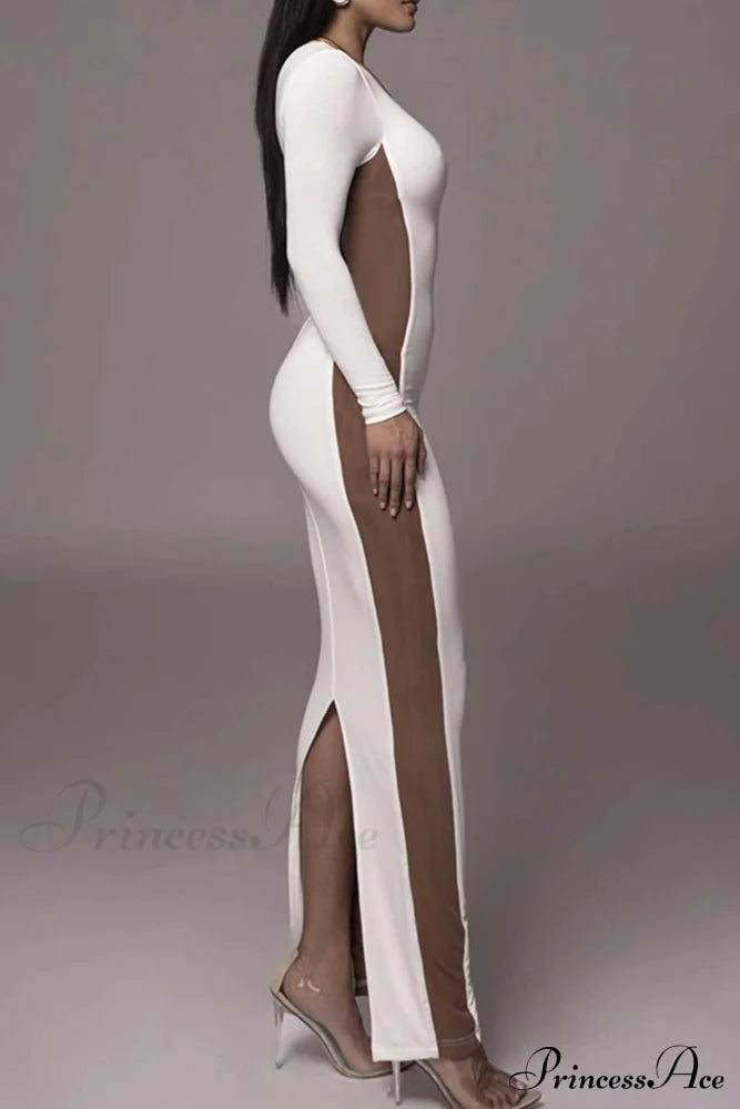 Crew Neck Long Sleeve Slit Midi Dress image 8