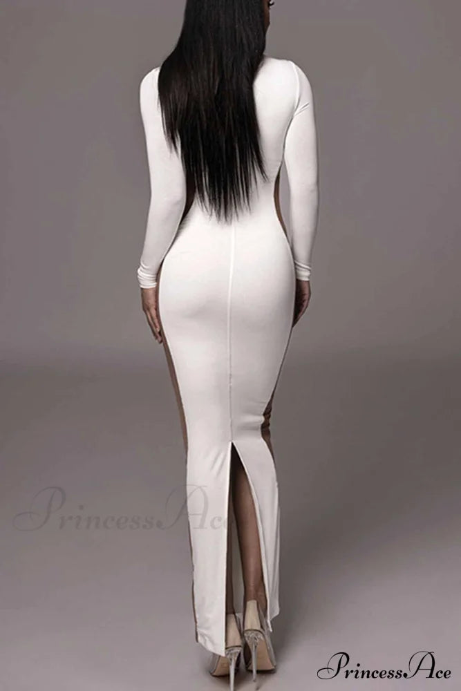 Crew Neck Long Sleeve Slit Midi Dress image 10