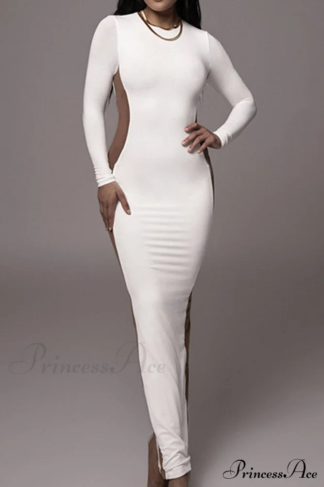 Crew Neck Long Sleeve Slit Midi Dress image 7