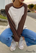 Comfortable Simple Fashionable Versatile Soft Loose Pullover Long Sleeve Tee image 1