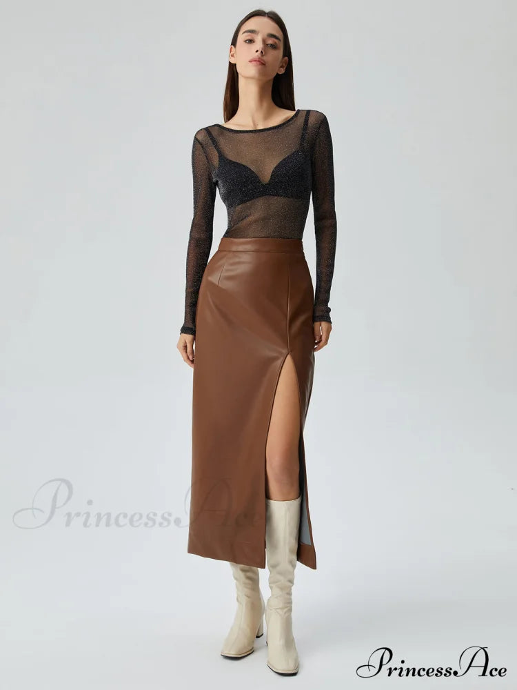 Crew Neck Sequined Trendy Long Sleeve Mesh Shirt image 3