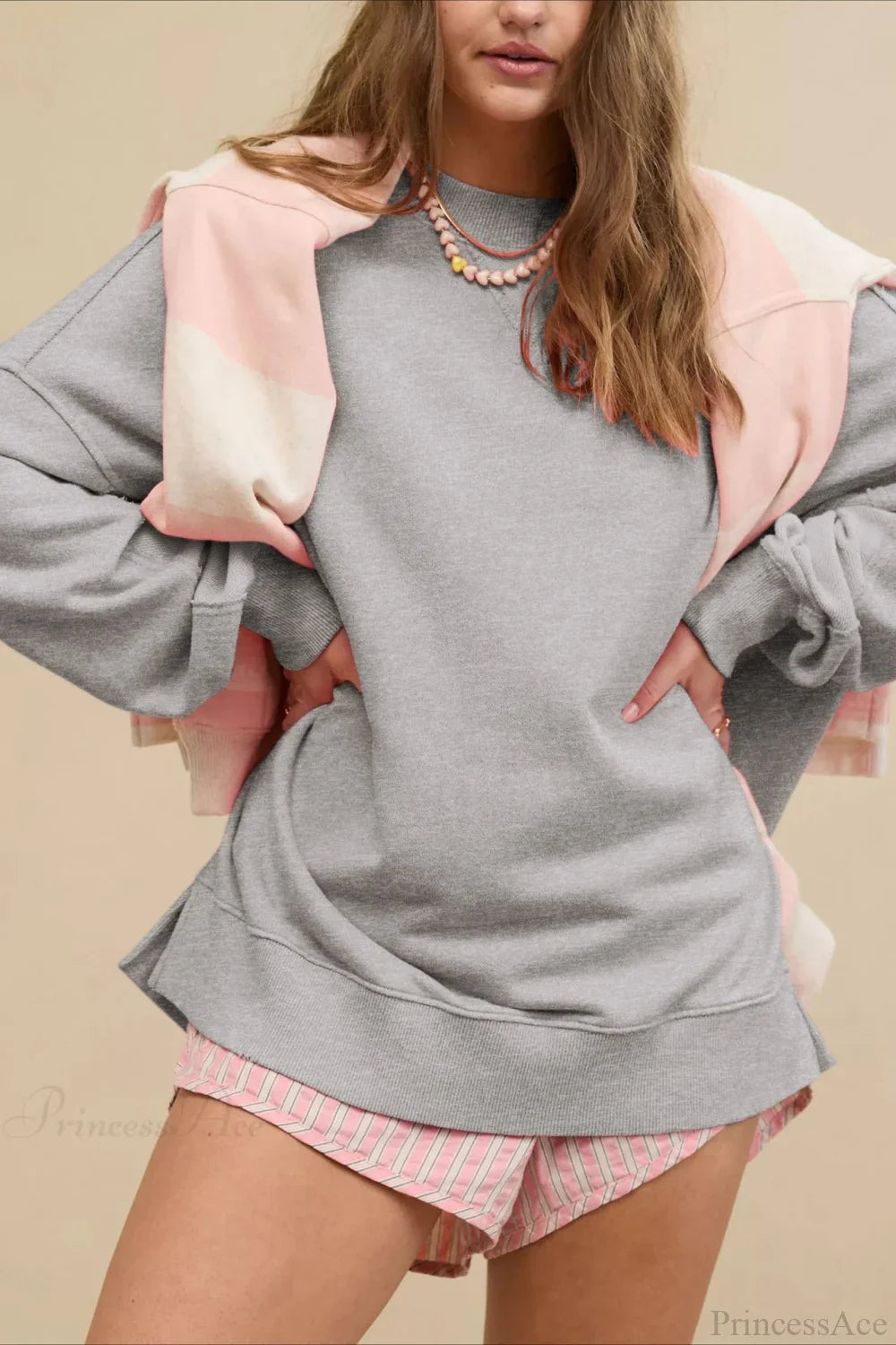 Crew Neck Solid Minimalist Relaxed Sweatshirt image 4