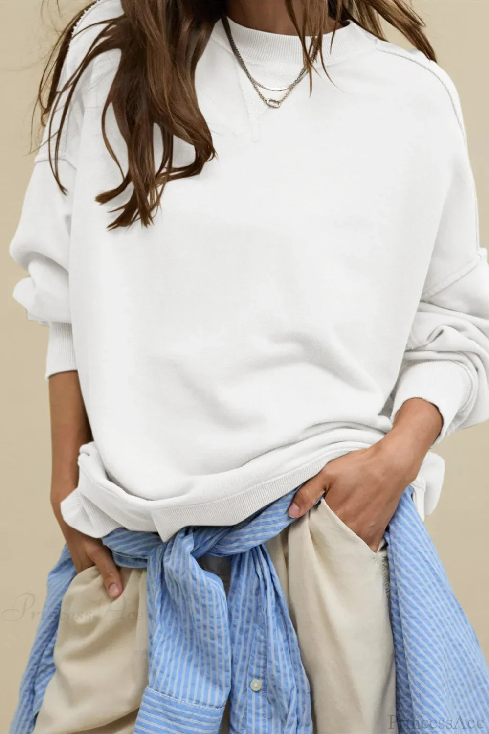 Crew Neck Solid Minimalist Relaxed Sweatshirt image 17