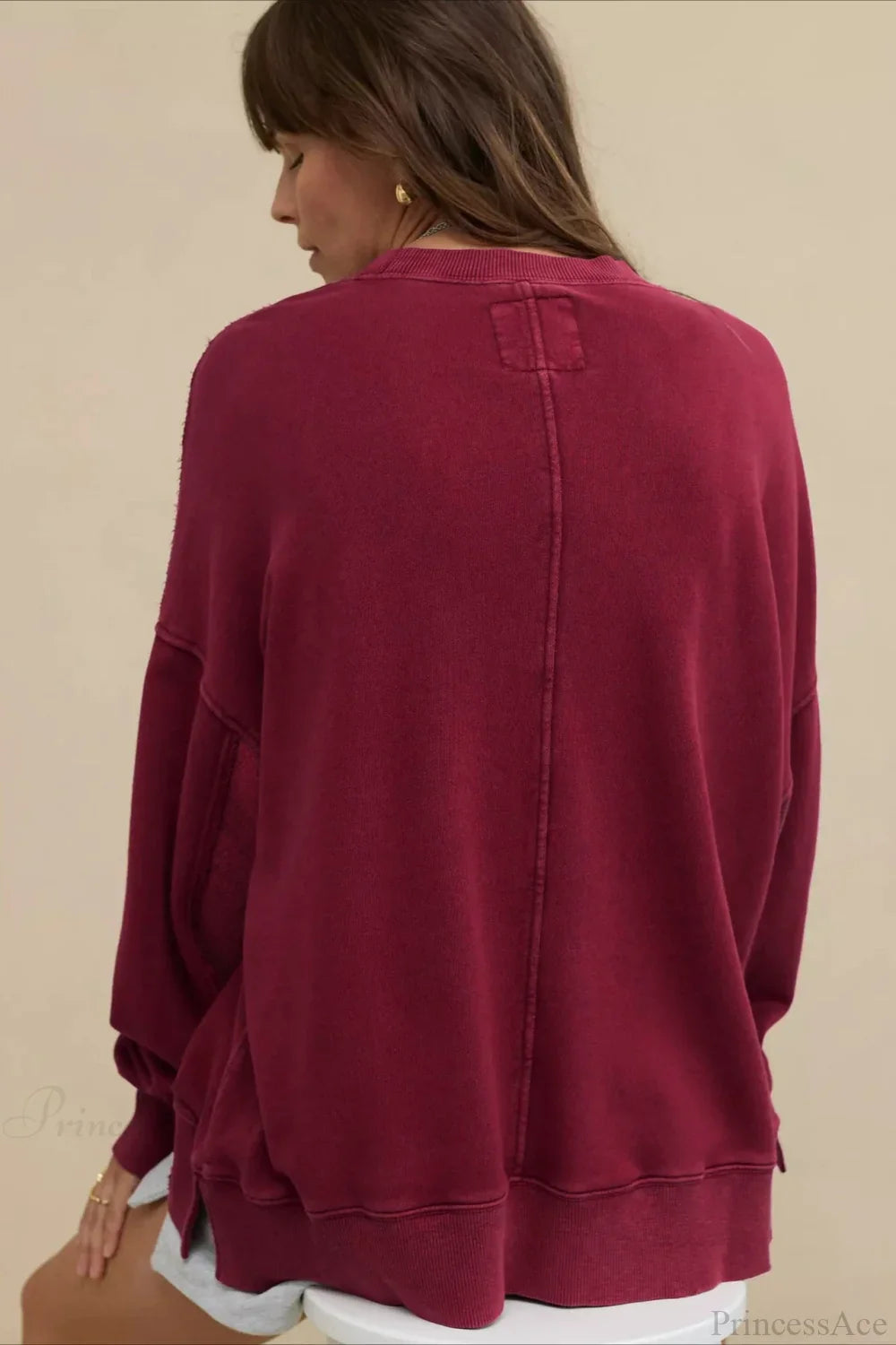 Crew Neck Solid Minimalist Relaxed Sweatshirt image 6