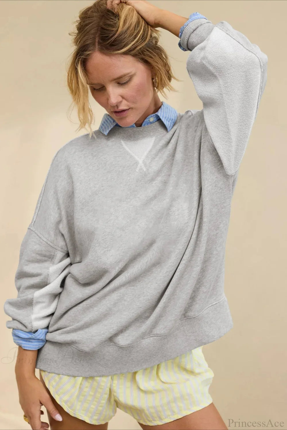 Crew Neck Solid Minimalist Relaxed Sweatshirt image 2
