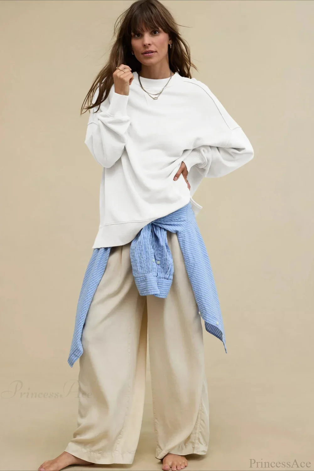 Crew Neck Solid Minimalist Relaxed Sweatshirt image 15