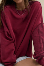 Crew Neck Solid Minimalist Relaxed Sweatshirt image 7