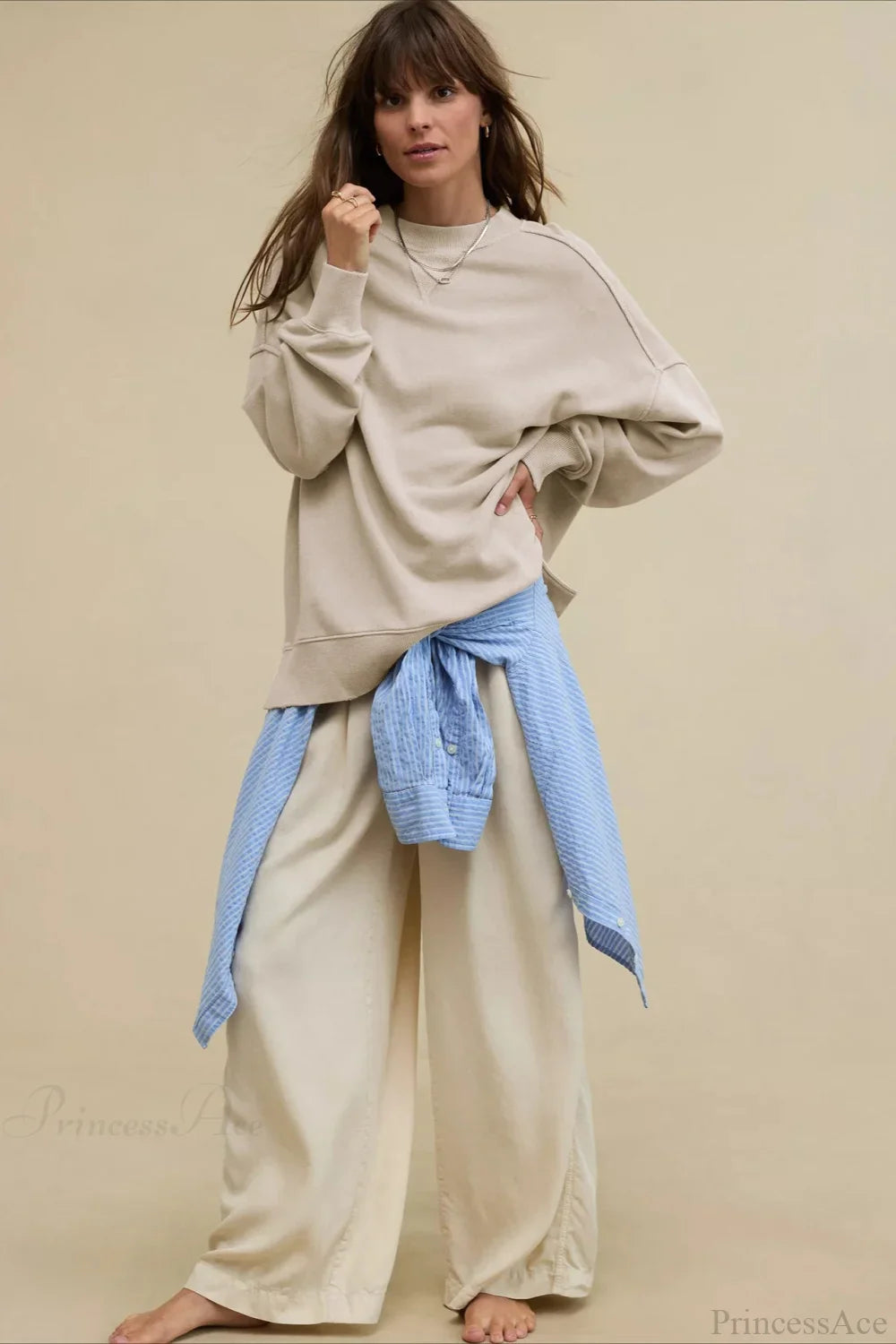 Crew Neck Solid Minimalist Relaxed Sweatshirt image 18