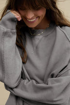 Crew Neck Solid Minimalist Relaxed Sweatshirt image 11
