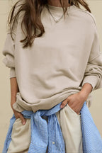 Crew Neck Solid Minimalist Relaxed Sweatshirt image 20