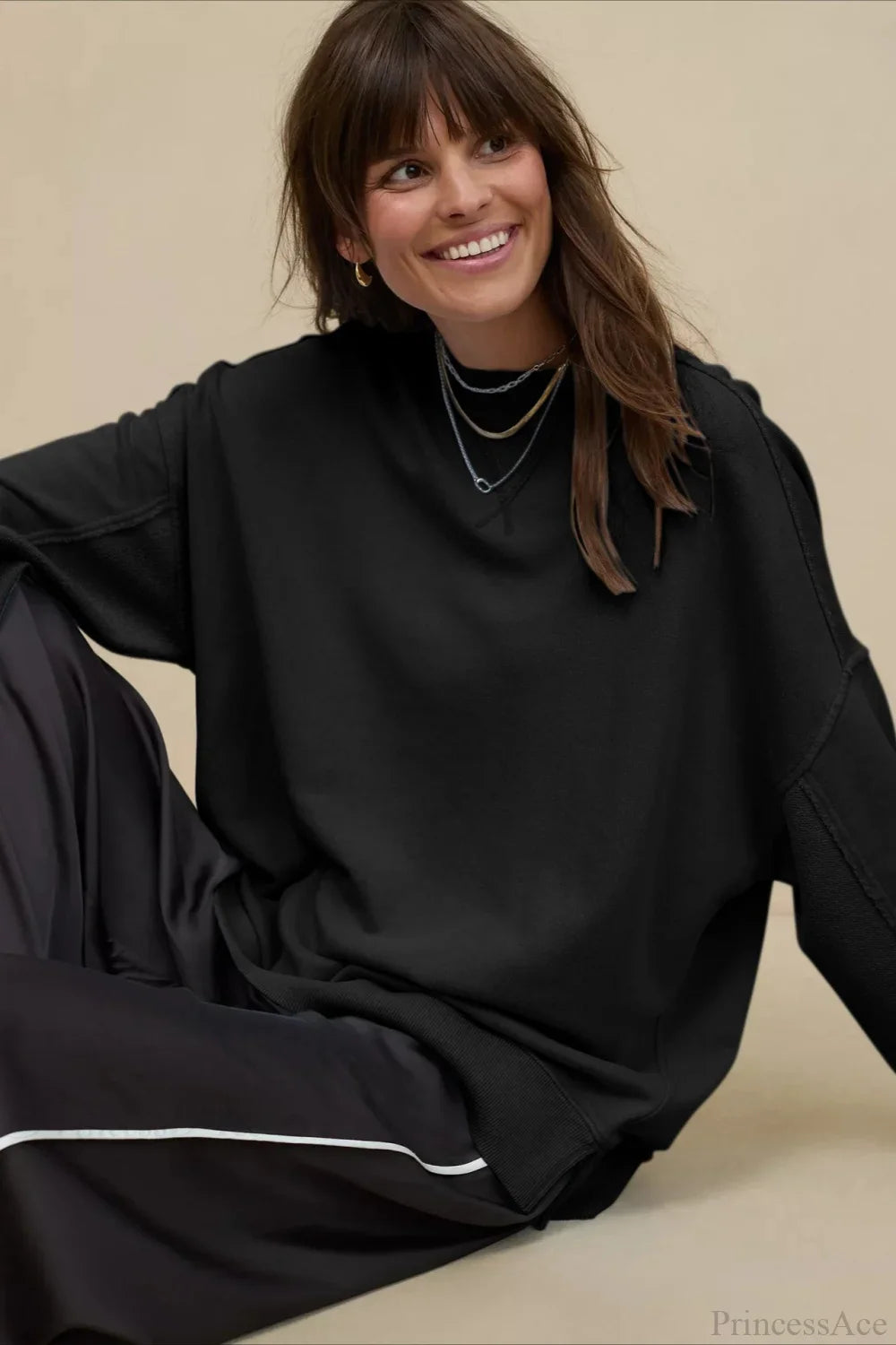 Crew Neck Solid Minimalist Relaxed Sweatshirt image 12