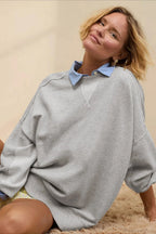 Crew Neck Solid Minimalist Relaxed Sweatshirt image 1
