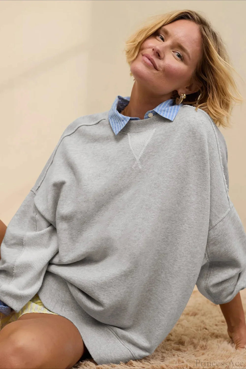 Crew Neck Solid Minimalist Relaxed Sweatshirt image 1