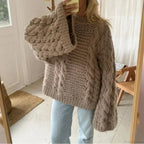 Crewneck Flared Sleeve Fuzzy Sweater image 2