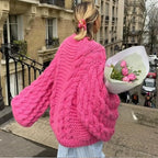 Crewneck Flared Sleeve Fuzzy Sweater image 3