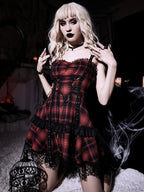 Crimson Tartan Halter Short Dress image 6