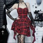 Crimson Tartan Halter Short Dress image 2