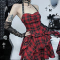 Crimson Tartan Halter Short Dress image 1