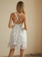 Criss Cross Double Trendy Layers Backless Short Dress image 5