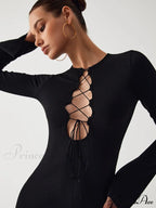 Criss Cross Long Trendy Sleeve Short Dress image 5