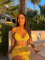 Crochet Beach Knit Skirt Three Piece Swimsuit image 3