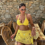 Crochet Beach Knit Skirt Three Piece Swimsuit image 7