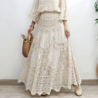 Crochet Hollow Apricot Lace Skirt image 3