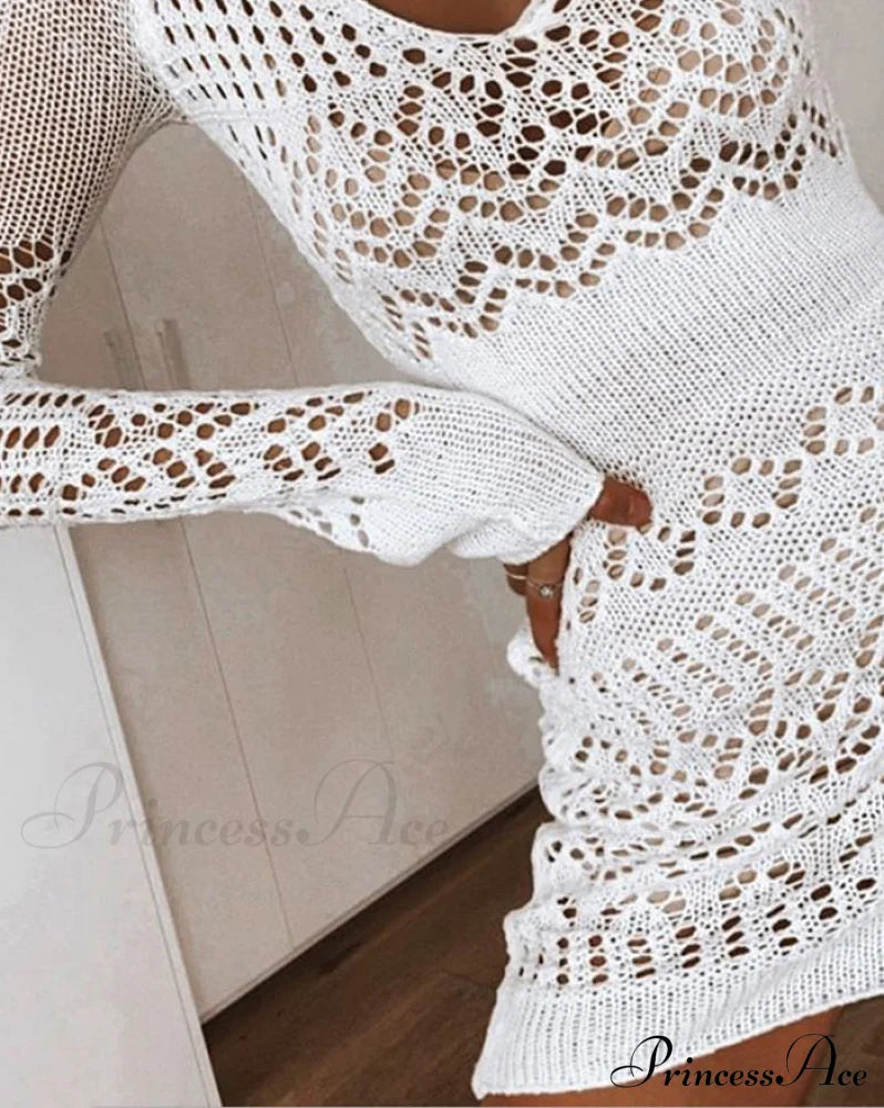 Crochet Hollow Graceful Out Midi Dress image 4