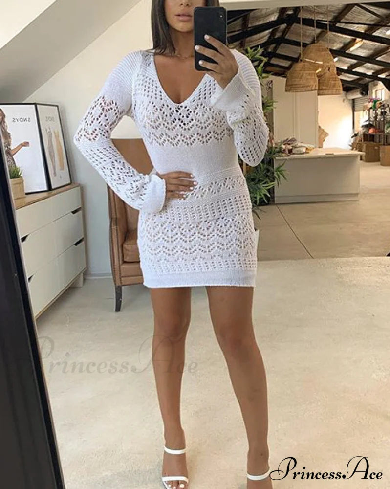 Crochet Hollow Graceful Out Midi Dress image 5